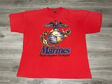 Vintage 90s US MARINES USMS EAGLE 1993 Single Stitch Red T-Shirt Size 2XL USA