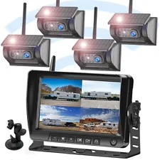 Magnetic Solar Wireless Backup Camera + 7'' Monitor Battery Cam for RV Camper