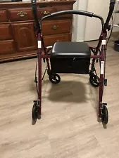 Steel Rollator Walking Folding Rolling Wheels Cart Walker Wheelchair Cane Senior