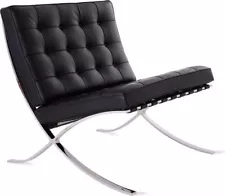 Authentic Knoll Barcelona Chair by Ludwig Mies van der Rohe in Black Leather