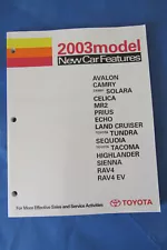 2003 Toyota Service Manual New Car Features Sales Celica MR2 Land Cruiser Tundra