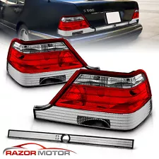 1995-1999 For Mercedes-Benz W140 S-Class Red Clear Tail Lights Pair (For: 1999 Mercedes-Benz)