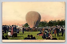 c1910 Hot Air Balloon Crowd People All Ready For Flight Brockton Fair P778