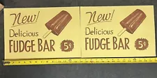 Vintage Fudge Bar Ice Cream Signs Lot