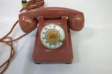 Vtg 1930s 1940s Western Electric 302 Rose Red Salmon Rotary Telephone Original