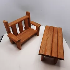 1/12 Miniature Furniture Dollhouse Unfinished Rustic Table and Bench