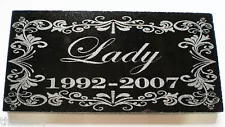 6" x 3" ENGRAVED Name & Date Pet Memorial GRANITE Grave Marker Stone Ornate B2