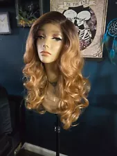 Gorgeous honey blonde dark rooted Lace front wig