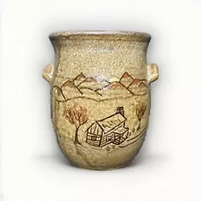 DAVID MEADERS Southern Primitive Folk Art Pottery Decorated Crock Signed