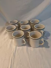 Set of 8 Vintage VICTOR 6oz Chunky Striped RESTAURANT WARE Diner Coffee Mugs