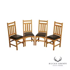 Mission Style Set Of Four Dining Chairs