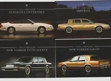 NOS VINTAGE 1993 Chrysler LeBaron convertible Imperial New Yorker postcard set/4