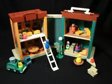 Vintage Fisher Price Little People Sesame Street Brownstone House 1970's 25 Pc.