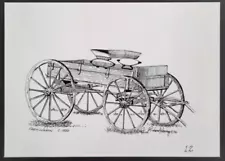 Richard Nearing FARM WAGON Old West Pen Ink Drawings Art Print Bookplate 13