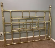 1980s 1990s Neo-Victorian Polished Solid Brass King Size Bed Headboard Footboard