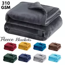 Fleece Blanket Sofa Bed Throw Luxury Soft Warm Thick Thermal Camping Blankets UK