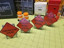 Set of Four (4) New 1/14 Scale Folding Signs for Construction Sites