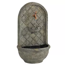 Messina Polystone Outdoor Wall Fountain - French Limestone by Sunnydaze