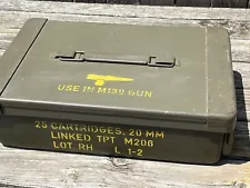 Vietnam Era 25 Cartridge 20MM Military EMPTY Ammunition Ammo Box for M139 20 MM