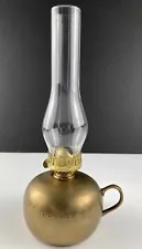 New ListingAntique Brass Oil Lamp w/ FORT RIDGLEY #3 Inscription~Hornet Burner, Finger Hold