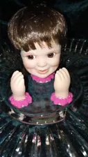 Doll Head Glass Candy Snack Trinket Halloween Dish Tray oddity weird strange