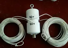 40 & 20 M Fan Dipole- Half-Wave Amateur Ham Radio Antenna w/internal 1:1 choke