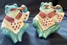 Vintage Frog Smoking Pipes Salt & Pepper Shakers Japan