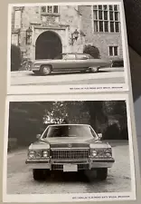 2 RARE 1973 CADILLAC FLEETWOOD SIXTY SPECIAL BROUGHAM PRESS RELEASE PHOTOS AD