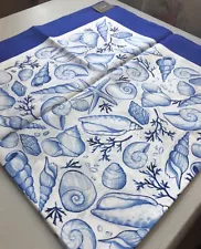 (NEW) WOMEN’S J.CREW BLUE SEASHELLS OVERSIZED SILK BANDANA - SIZE: 30”X30”