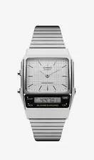 Casio Vintage AQ-800E-7A Silver Stainless Steel Analog & Digital Watch - New