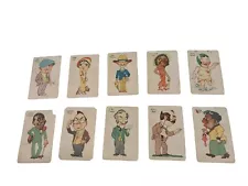 1930's 1940's Vintage Old Maid Playing Cards Set Of 10 Ephemera Collect