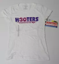 HOOTERS AUTHENTIC SMALL (S) WHITE T-SHIRT - H30TERS, CELEBRATING FOR 30 YEARS