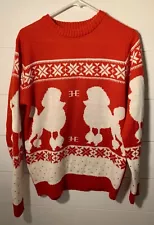 Poodle Dog Christmas Ski Sweater, Women’s XL, Red & White, Snowflakes, Ugly