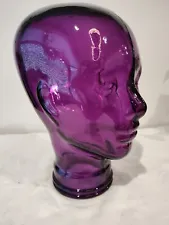 Glass Head PURPLE, Life Size Mannequin Head for Decor, Hats, Wigs