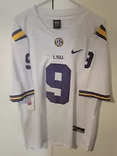 Joe "Burreaux" Burrow #9 LSU Tigers Senior Night White Stitched Jersey Men Sz L