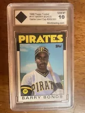 1986 Topps traded Barry Bonds Game Used Cap Gem Mint 10