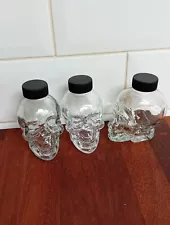 3 Glass Skull Shaped Bottles