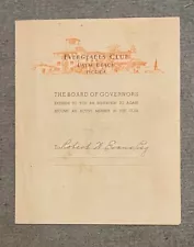 1933-34 Palm Beach Florida Everglades Club Membership Invitation