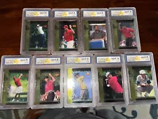 2001 Upper Deck Tiger Woods Tiger’s Tales Rookie card lot of (9) graded WCG 10