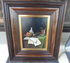 Still Life Living room background oil on canvas painting signed-framed