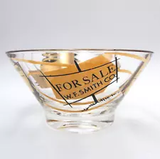 VTG MCM Real Estate Realtor Gold Glass Bowl 5in Cocktail Atomic 60s For Sale