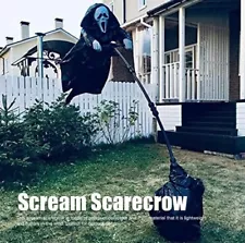 halloween Scream Scarecrow Polyester with Detachable Pole Garden Ghostface decor