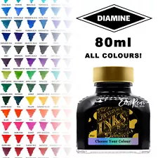 Diamine Bottled Ink 80ml for Fountain Pens - Full Range - Glass Bottle - Uk