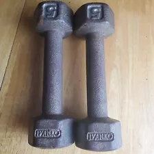 Ivanko Vintage 5 Lb Dumbells Cast Iron Set Of 2 Weight Strength Training