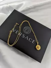 versace Medusa Greca Necklace Pendant Top gold MEN'S Ladies Accessories Auth