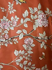 Schumacher Chinese Peony Rust Floral Home Decor Fabric 5 Yds