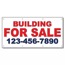 Building For Sale Phone Custom Red Blue Custom Vinyl Banner Sign With Grommets