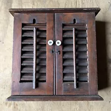 Rustic Wood Wall Cabinet Shutter DoorsDistressed Farmhouse Primitive Very Old#79