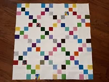 Scrappy Irish Chain Baby Quilt Top - Lots of Color