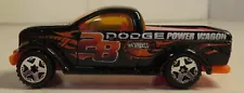 HOT WHEELS #28 DODGE POWER WAGON BLACK DIECAST 3 1/8" PICKUP TRUCK W/ORANGE TRIM